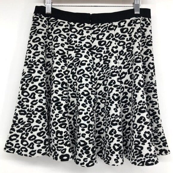 Rebecca Taylor Black & white leopard print flip skater skirt size 8 - Picture 4 of 16